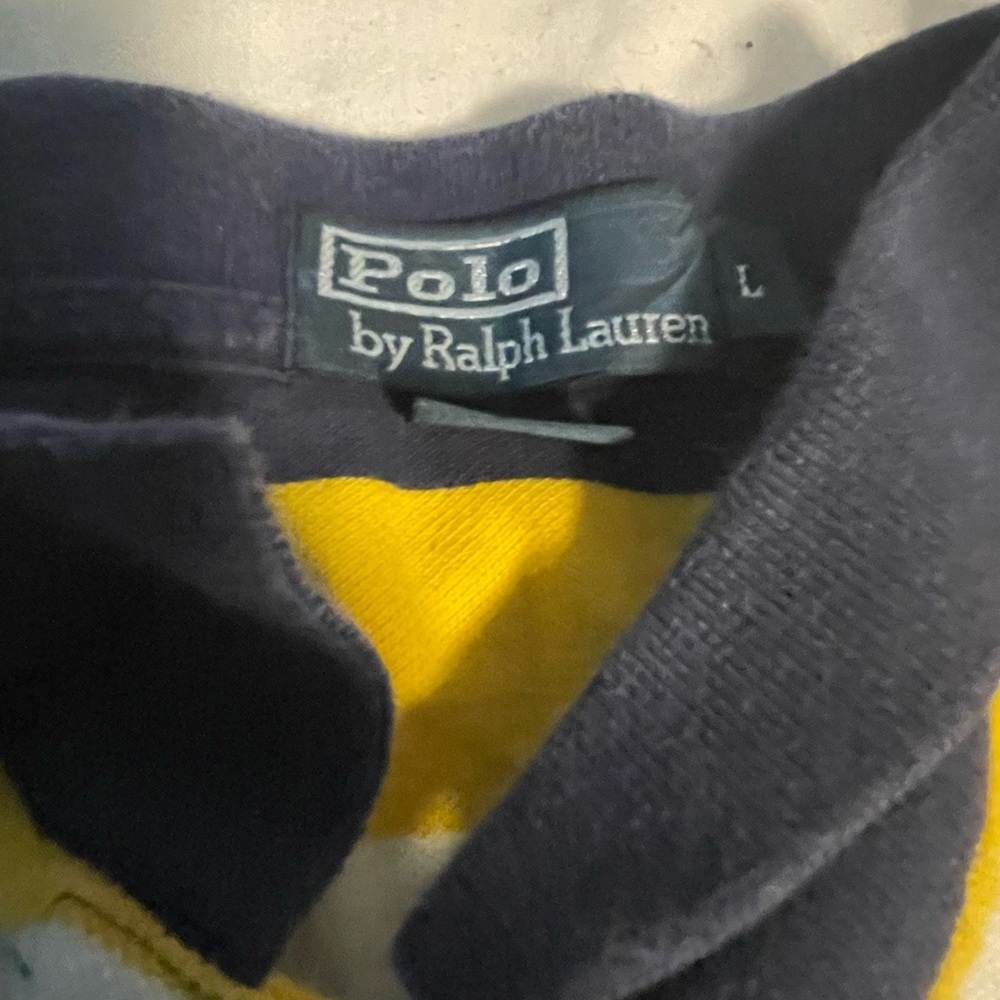 Blue,yellow, and white Ralph Lauren polo